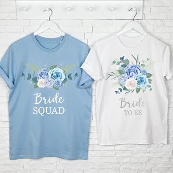 Bride To Be Blue Floral And Silver T Shirt, 2 of 3