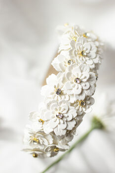 White Flower Embellished Headband With Gems, 8 of 8