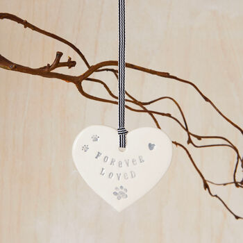 'Forever Loved' Pet Loss Ceramic Heart Decoration Sympathy Gift, 3 of 5