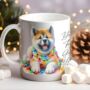 Personalised Akita In Christmas Lights, thumbnail 7 of 10