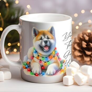 Personalised Akita In Christmas Lights, 7 of 10