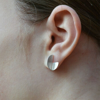 'Bauhaus' Handmade Brushed Silver Stud Earrings, 8 of 9