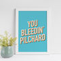You Bleedin' Pilchard Retro Style Typography Print, thumbnail 1 of 5