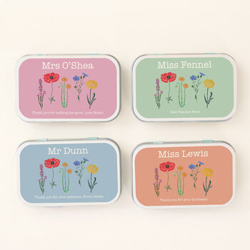 Personalised Teacher Gift Tin With Wildflower Seeds, 3 of 5