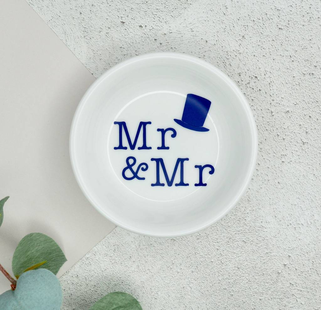 Mr And Mr Top Hat Wedding Ring Or Cufflinks Dish, 1 of 4