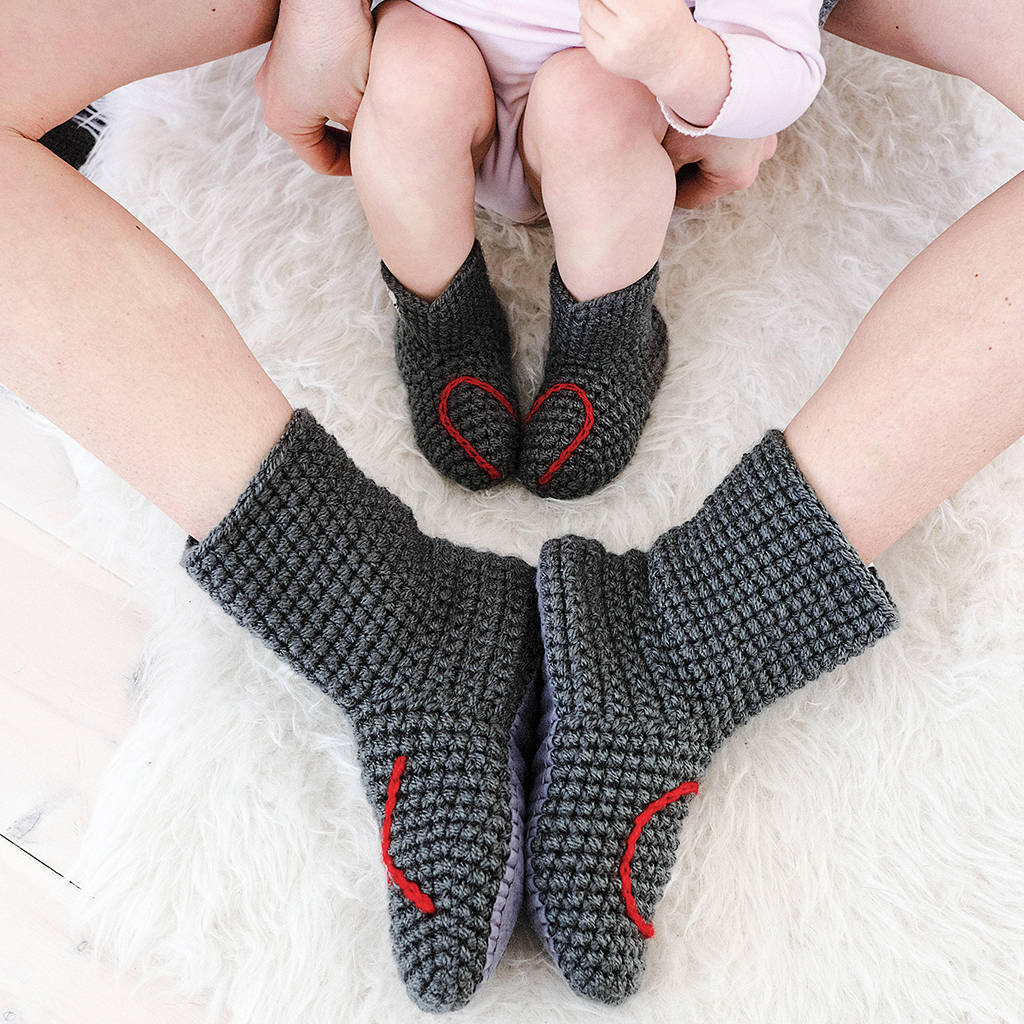 Mummy And Me Heart Slipper Sock Set, 1 of 12