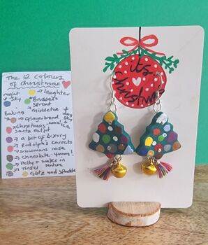 Christmas Colour Tree Painted Earrings With Stand, 10 of 11