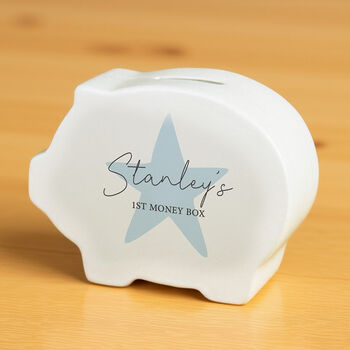 Personalised Blue Star Piggy Bank Personalised Gift, 3 of 5