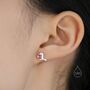 Ruby Cz Robin Bird Stud Earrings Sterling Silver, thumbnail 2 of 11