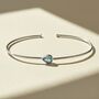 Minimalist Silver Aquamarine March Birthstone Bangle, thumbnail 1 of 5