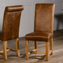 Brown Cerato Leather Country Rollback Dining Chair, thumbnail 1 of 3