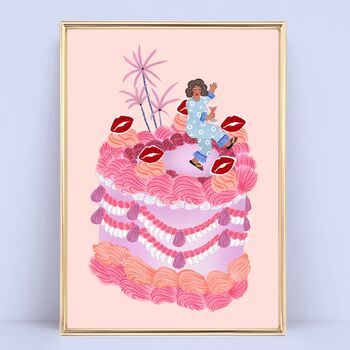 Personalised Lips Birthday Cake Illustration Art Print, 3 of 9