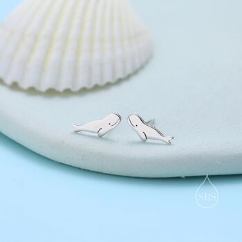Beluga Whale Stud Earrings In Sterling Silver, 4 of 10