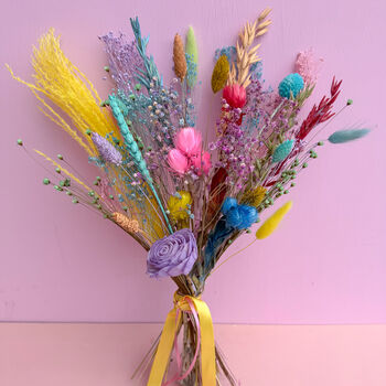 Rainbow Dried Flower Arrangement With Pampas, 2 of 6