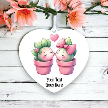 Personalised Cute Cactus Couple Love Decoration G, 2 of 2