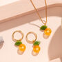 Clementine Orange Charm Necklace And Earrings Gift Set, thumbnail 1 of 2