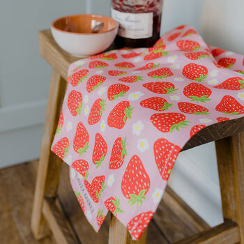 Sweet Strawberries Organic Cotton Tea Towel, 3 of 6