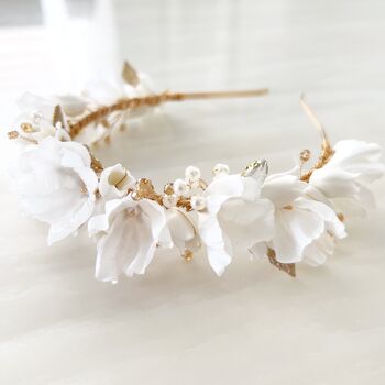 White Floral Bridal Crown, 4 of 6