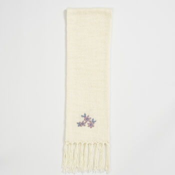 Forget Me Not Knitted Cream Scarf, 6 of 6