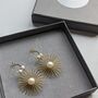 Gold Plated Star And Pearl Hoop Bridal Earrings, thumbnail 5 of 9