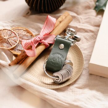 Custom Country Green Leather Travel Keyring Gift Set, 6 of 6