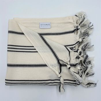 Bodrum Hammam Towel Monochrome Multi Stripe, 3 of 8