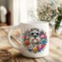 Personalised Schnauzer Summer Floral Dog Wreath Gift Keepsake Mug, thumbnail 1 of 2