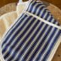 Florence Navy Stripe Cotton Linen Double Oven Gloves, thumbnail 2 of 2