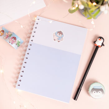 Cute Penguin Spiral Bound Lined A5 Notebook, 2 of 5