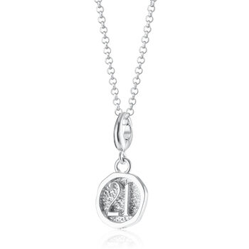 Sterling Silver Number 21 Charm Necklace, 2 of 6