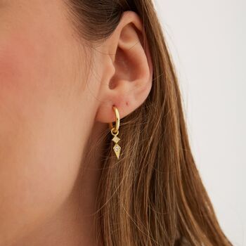 Sterling Silver Pave Spike Rhombus Drop Earring, 3 of 8