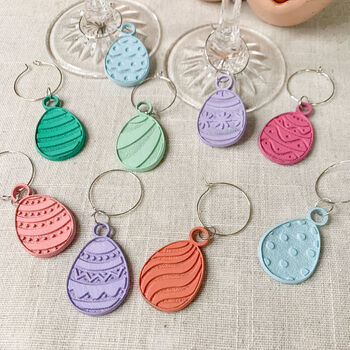 Easter Wooden Wine Glass Charms Set, 5 of 7