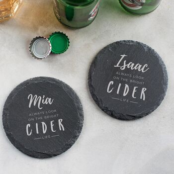 Personalised Coaster 'Bright Cider Life' Natural Slate, 5 of 6