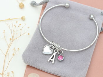 Personalised Heart Initial Silver Bracelet Friendship Knot, 3 of 8