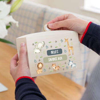 Personalised Money Box With Jungle Animals, 4 of 5