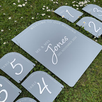 Modern Arch Acrylic Wedding Table Number, 5 of 7