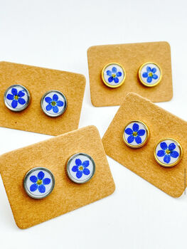 Stud Earrings With Forgetmenot Flowers In 10mm, 5 of 12