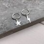 Bolt And Star Mismatched Hoop Earrings, thumbnail 2 of 7