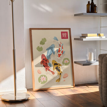 Koi Fish Art Print | Japanese Style Calm Zen Wall Decor, 4 of 6