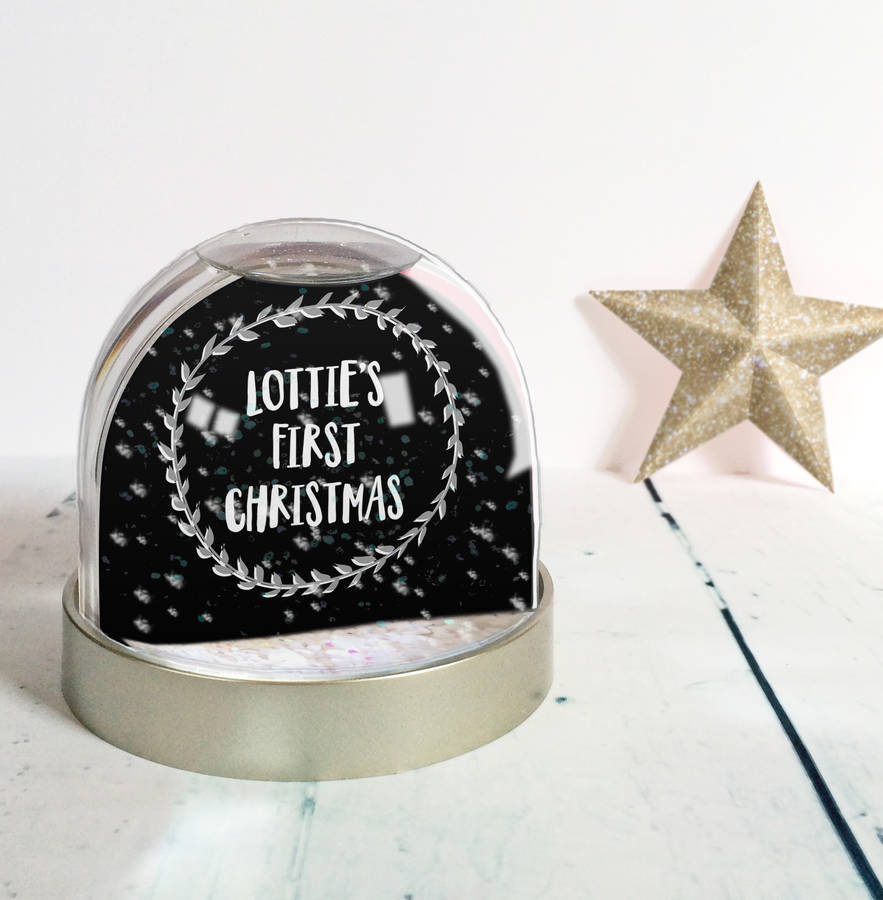 baby's first christmas personalised snow globe by sarah catherine
