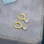 Sterling Silver Dangling Moonstone Oval Hoop Earrings, thumbnail 4 of 10