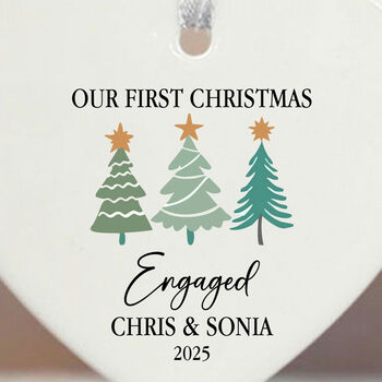 Personalised Heart Decoration For Engaged Couples First Christmas, 5 of 5