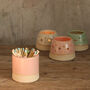 Match Striker Pot With Matches In Pale Pink, thumbnail 1 of 6