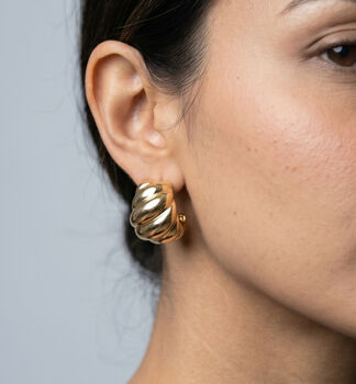 18 K Gold Plated Wide Wave Earrings, 5 of 5