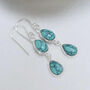 Sterling Silver Double Turquoise Dangly Teardrops, thumbnail 2 of 4
