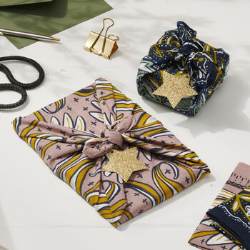 Reusable Furoshiki Bandana Fabric Gift Wrap, 2 of 4