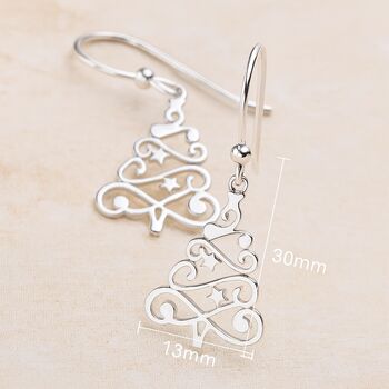 Sterling Silver Christmas Tree Earrings, 6 of 8