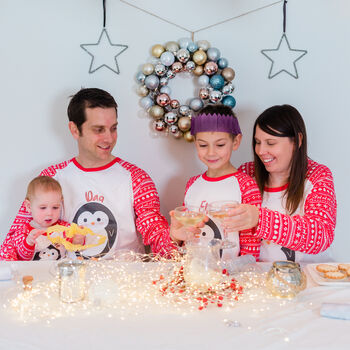 Personalised Nordic Penguin Family Christmas Pyjamas, 10 of 12