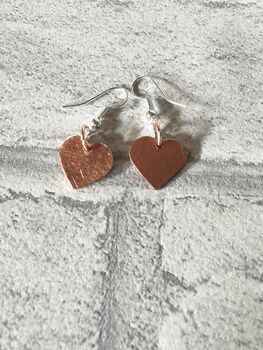 Handmade Copper Aluminium Heart Dangle Earrings, 4 of 7