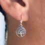 Sterling Silver Tree Of Life Drop Earrings, thumbnail 1 of 4